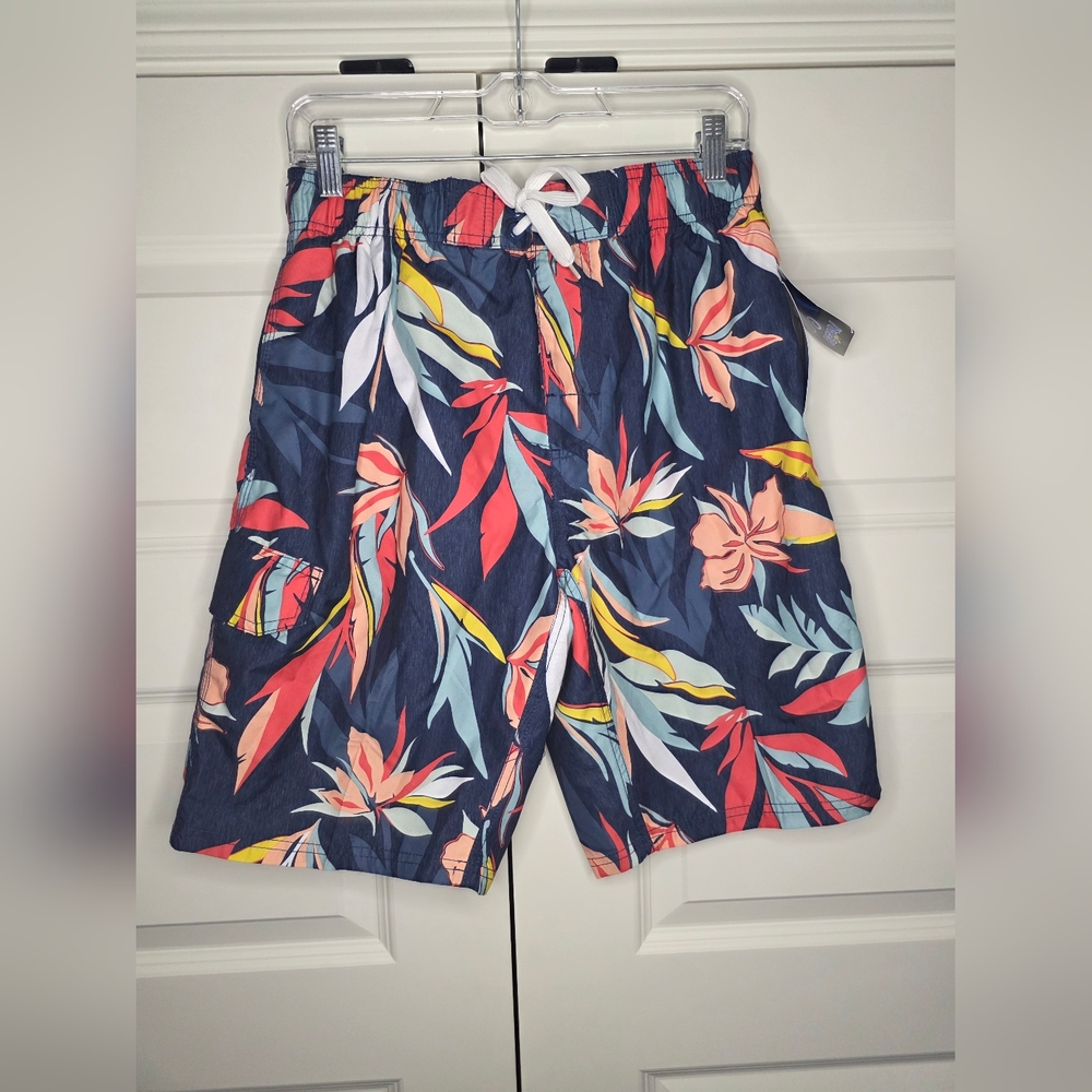 NWT Kanu M Mens Board Shorts 'Seaweeds' Navy UPF 50+